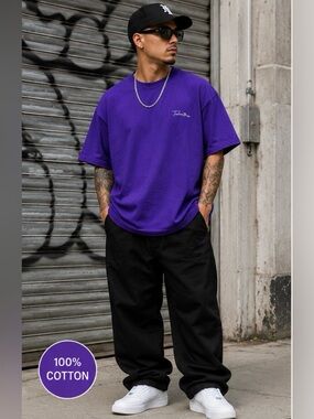 NWOT Talentless Purple Premium Heavyweight Crewneck T-Shirt XL 100% Cotton